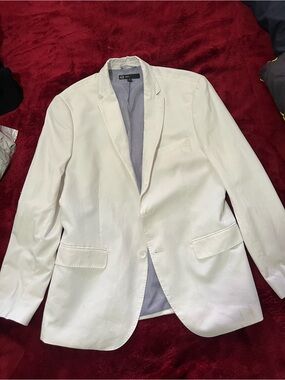 Men's White Blazer - Classic Single-Breasted Suit Jacket